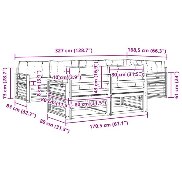 Комплект дивани за открито 7 pcs Натурален и Крема