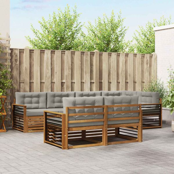 Комплект дивани за открито 7 pcs Естествено и светло сиво