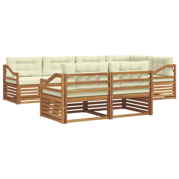 Комплект дивани за открито 7 pcs Натурален и Крема