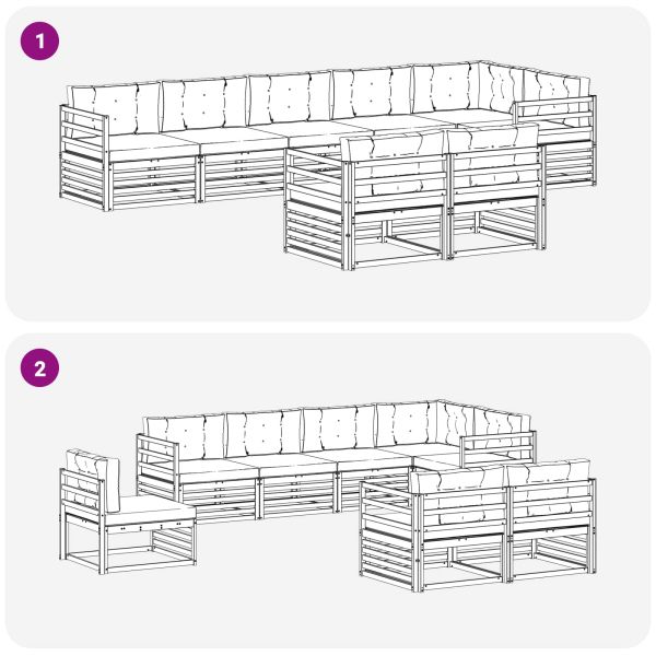 Комплект дивани за открито 8 pcs Натурален и Крема