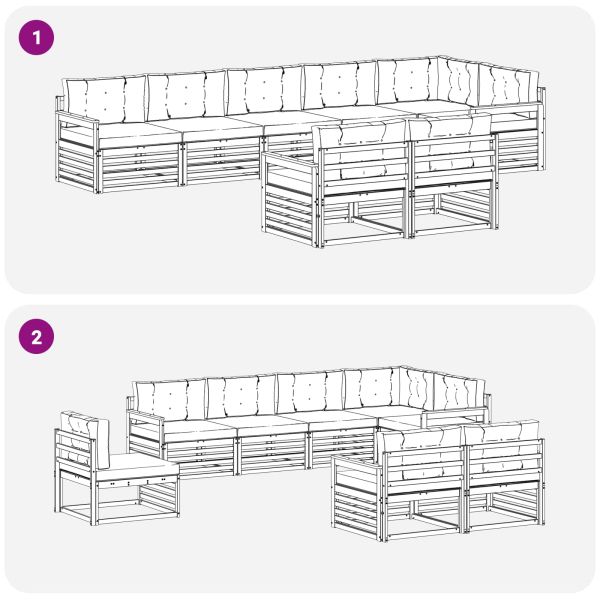 Комплект дивани за открито 8 pcs Натурален и Крема