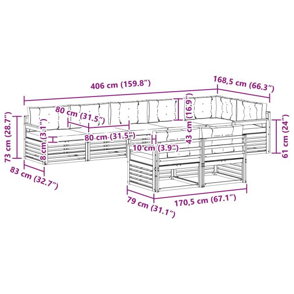 Комплект дивани за открито 8 pcs Натурален и Крема