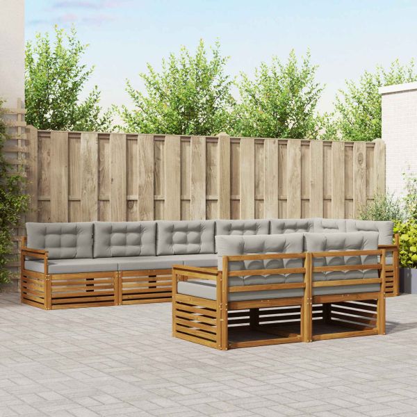 Комплект дивани за открито 8 pcs Естествено и светло сиво