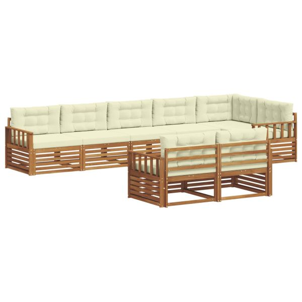 Комплект дивани за открито 8 pcs Натурален и Крема
