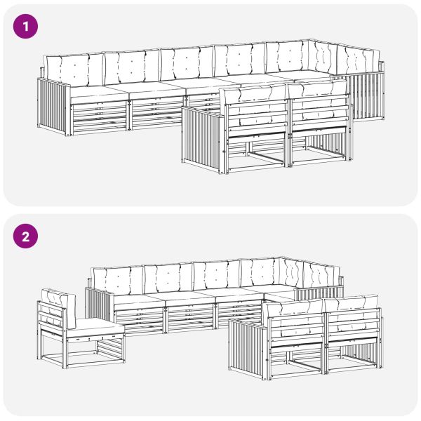 Комплект дивани за открито 8 pcs Натурален и Крема