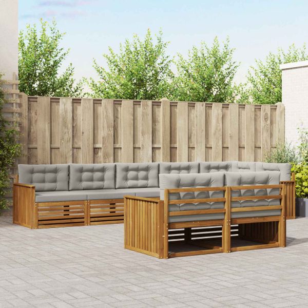 Комплект дивани за открито 8 pcs Естествено и светло сиво