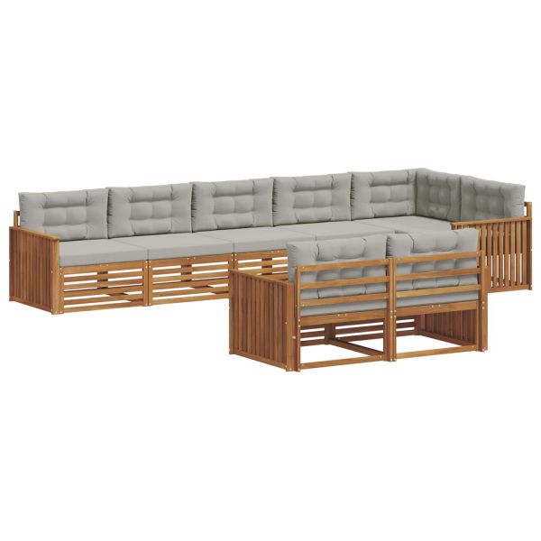 Комплект дивани за открито 8 pcs Естествено и светло сиво