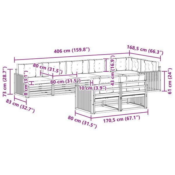 Комплект дивани за открито 8 pcs Естествено и светло сиво