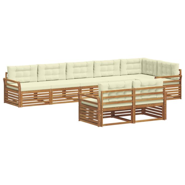 Комплект дивани за открито 8 pcs Натурален и Крема
