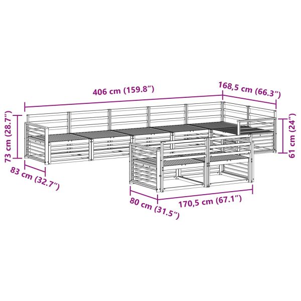 Комплект дивани за открито 8 pcs Естествен