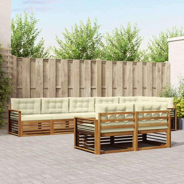 Комплект дивани за открито 8 pcs Натурален и Крема