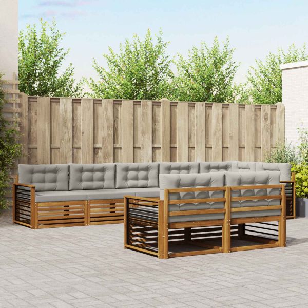 Комплект дивани за открито 8 pcs Естествено и светло сиво