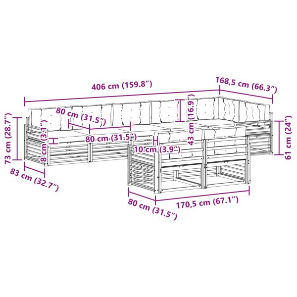 Комплект дивани за открито 8 pcs Естествено и светло сиво