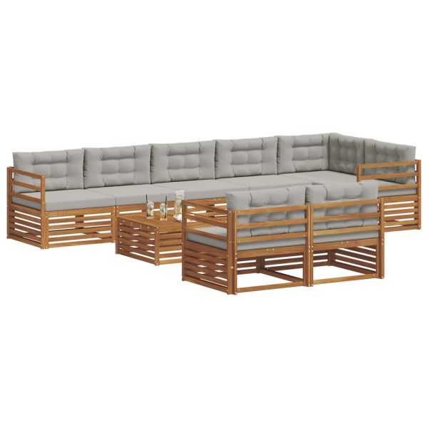 Комплект дивани за открито 9 pcs Естествено и светло сиво