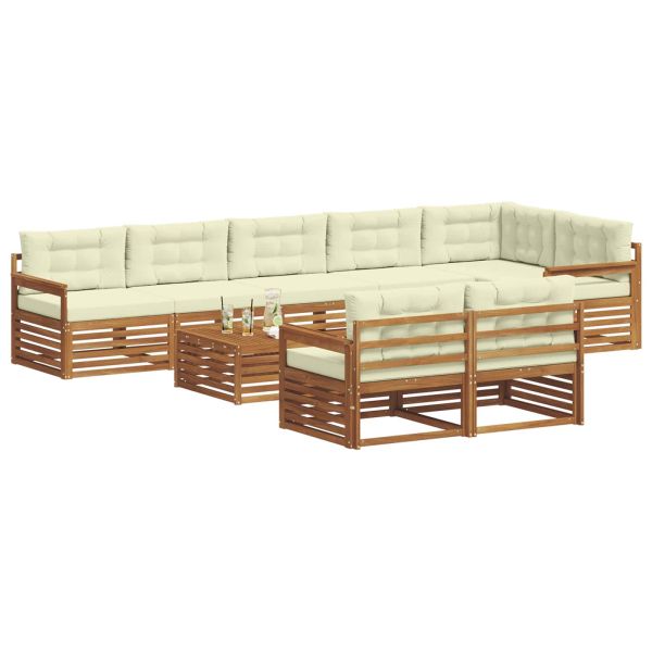 Комплект дивани за открито 9 pcs Натурален и Крема