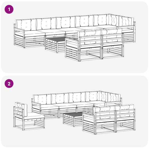 Комплект дивани за открито 9 pcs Натурален и Бежов