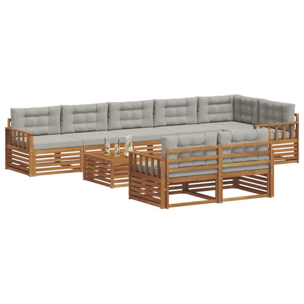 Комплект дивани за открито 9 pcs Естествено и светло сиво