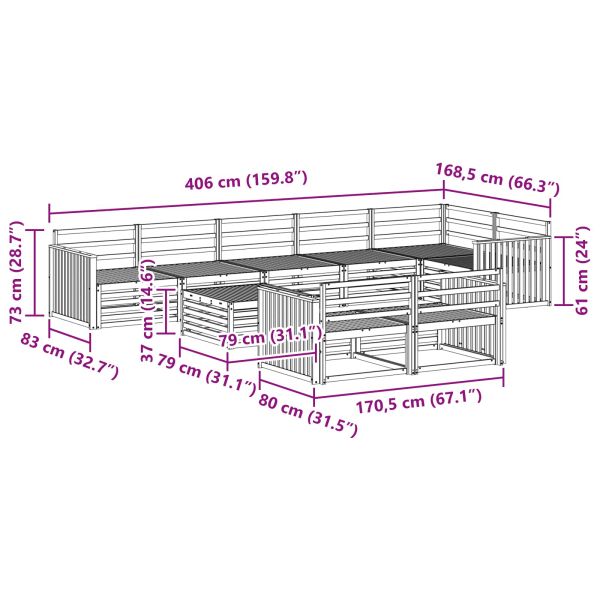 Комплект дивани за открито 9 pcs Естествен
