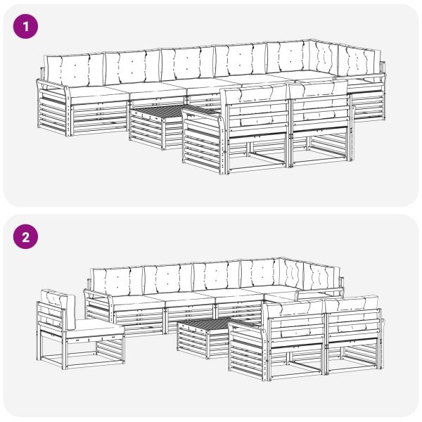 Комплект дивани за открито 9 pcs Натурален и Бежов
