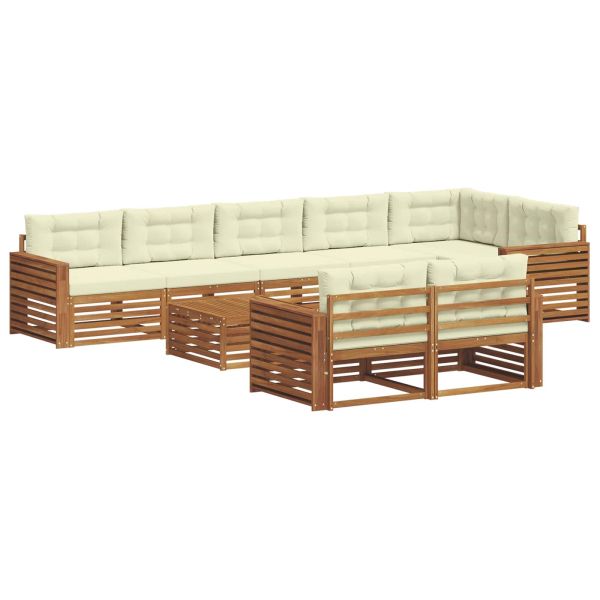 Комплект дивани за открито 9 pcs Натурален и Крема