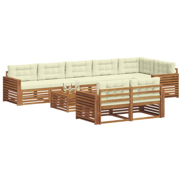 Комплект дивани за открито 9 pcs Натурален и Крема