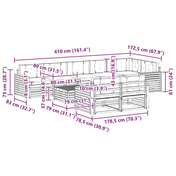 Комплект дивани за открито 9 pcs Натурален и Бежов