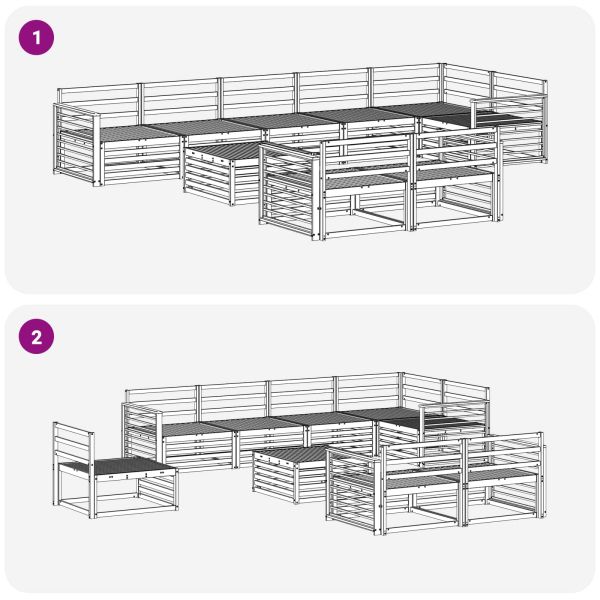 Комплект дивани за открито 9 pcs Естествен