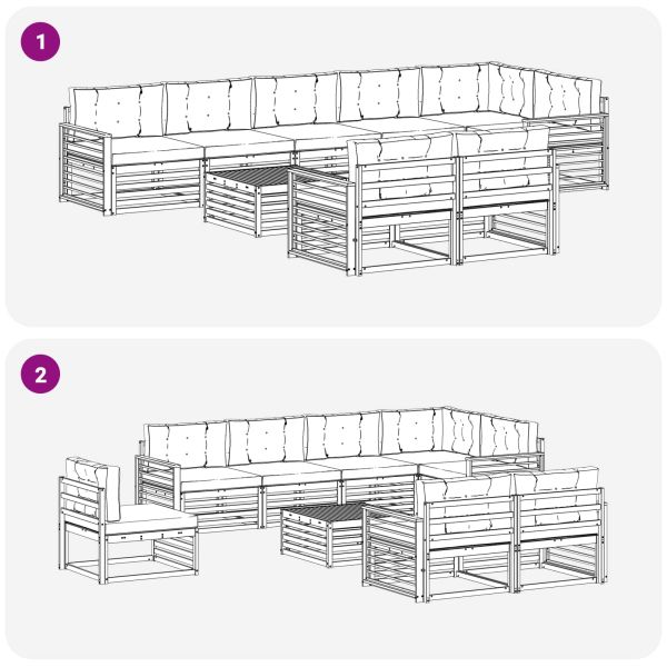 Комплект дивани за открито 9 pcs Натурален и Бежов