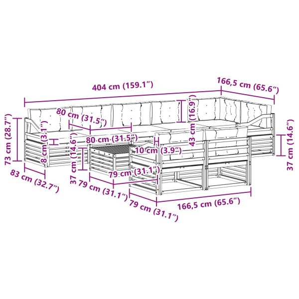 Комплект дивани за открито 9 pcs Натурален и Крема