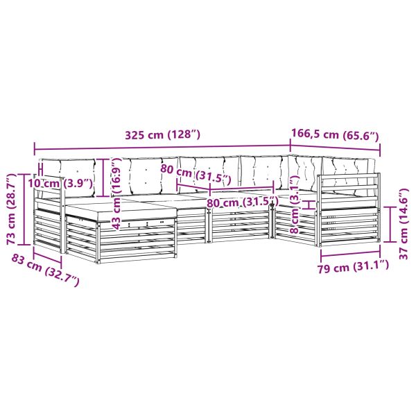 Комплект дивани за открито 6 pcs Натурален и Антрацит
