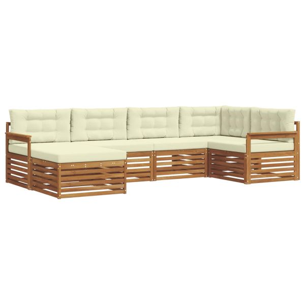 Комплект дивани за открито 6 pcs Натурален и Крема