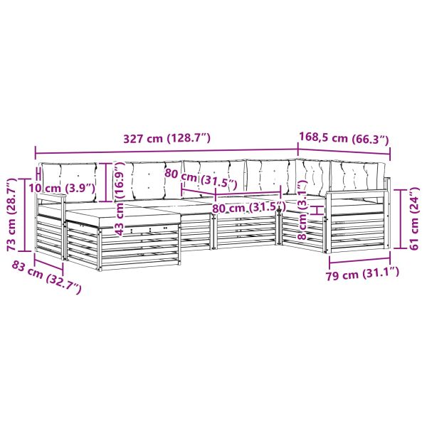 Комплект дивани за открито 6 pcs Естествено и светло сиво