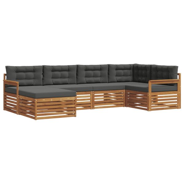 Комплект дивани за открито 6 pcs Натурален и Антрацит