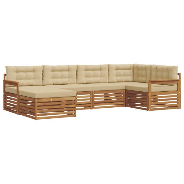 Комплект дивани за открито 6 pcs Натурален и Бежов