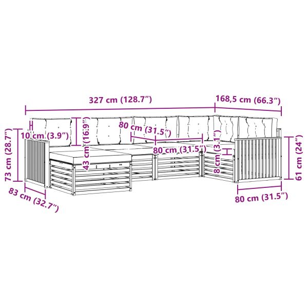 Комплект дивани за открито 6 pcs Натурален и Крема