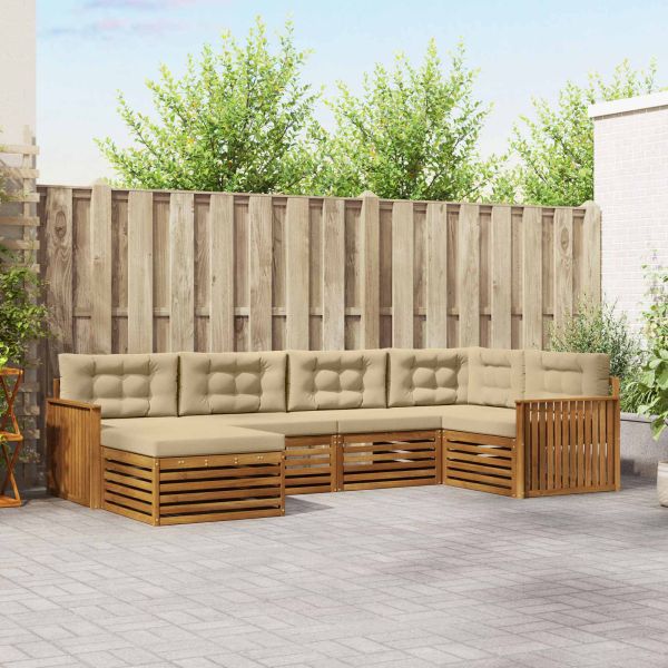 Комплект дивани за открито 6 pcs Натурален и Бежов