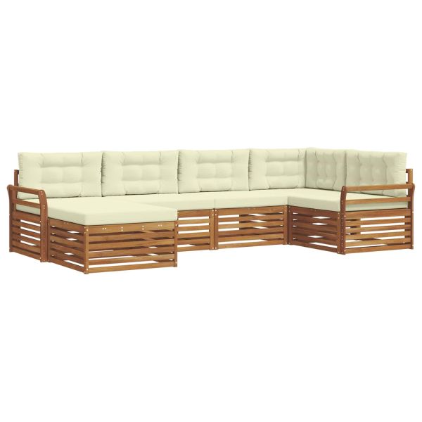 Комплект дивани за открито 6 pcs Натурален и Крема