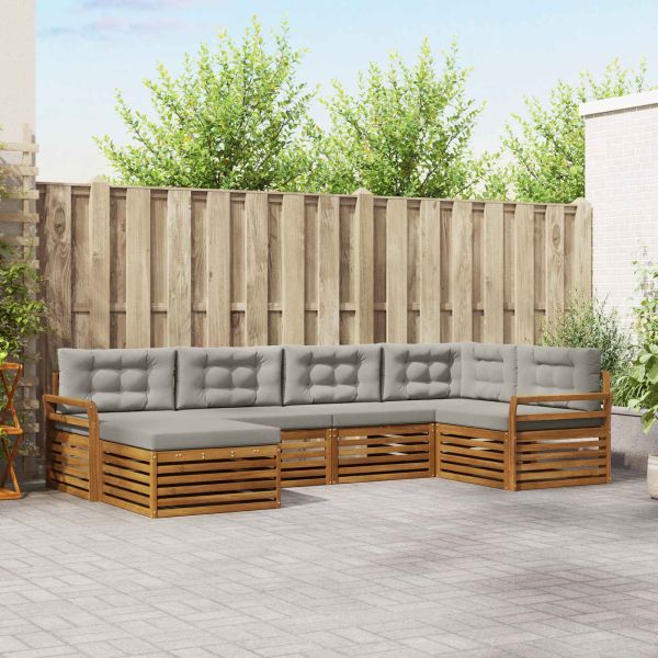 Комплект дивани за открито 6 pcs Естествено и светло сиво