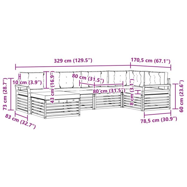 Комплект дивани за открито 6 pcs Натурален и Антрацит