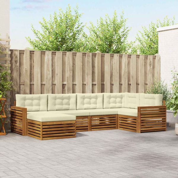Комплект дивани за открито 6 pcs Натурален и Крема