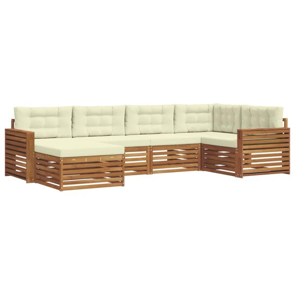 Комплект дивани за открито 6 pcs Натурален и Крема