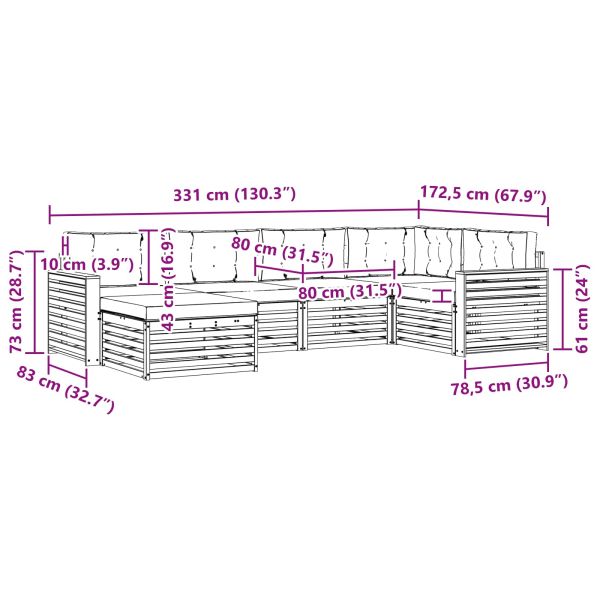 Комплект дивани за открито 6 pcs Натурален и Крема