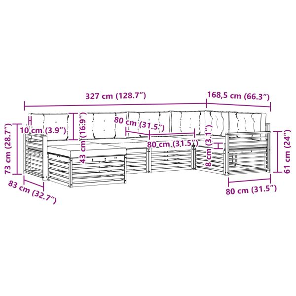 Комплект дивани за открито 6 pcs Натурален и Бежов