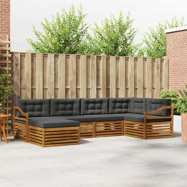 Комплект дивани за открито 6 pcs Натурален и Антрацит