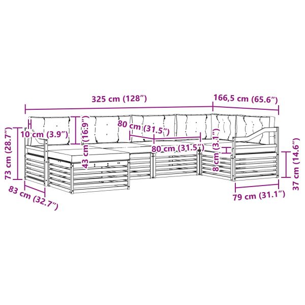 Комплект дивани за открито 6 pcs Натурален и Антрацит