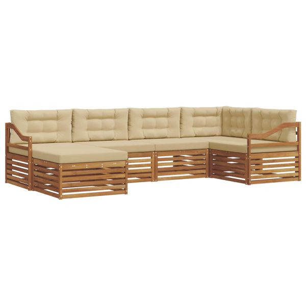 Комплект дивани за открито 6 pcs Натурален и Бежов