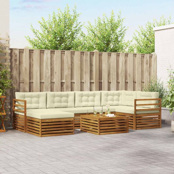 Комплект дивани за открито 7 pcs Натурален и Крема