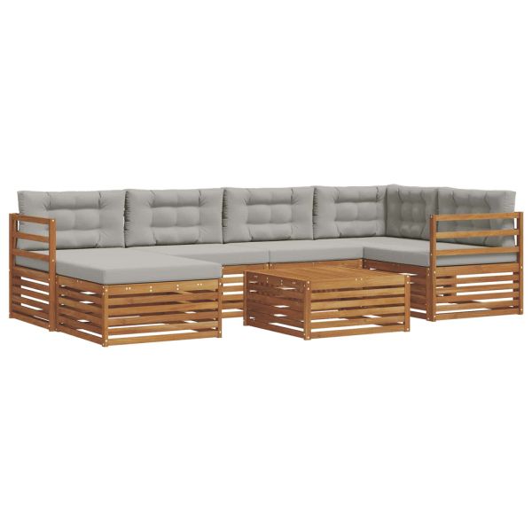 Комплект дивани за открито 7 pcs Естествено и светло сиво