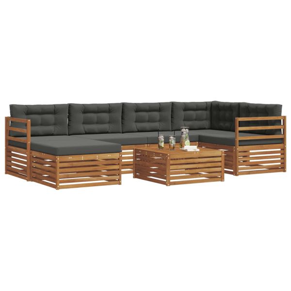 Комплект дивани за открито 7 pcs Натурален и Антрацит