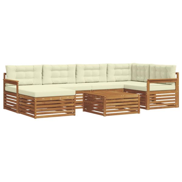 Комплект дивани за открито 7 pcs Натурален и Крема